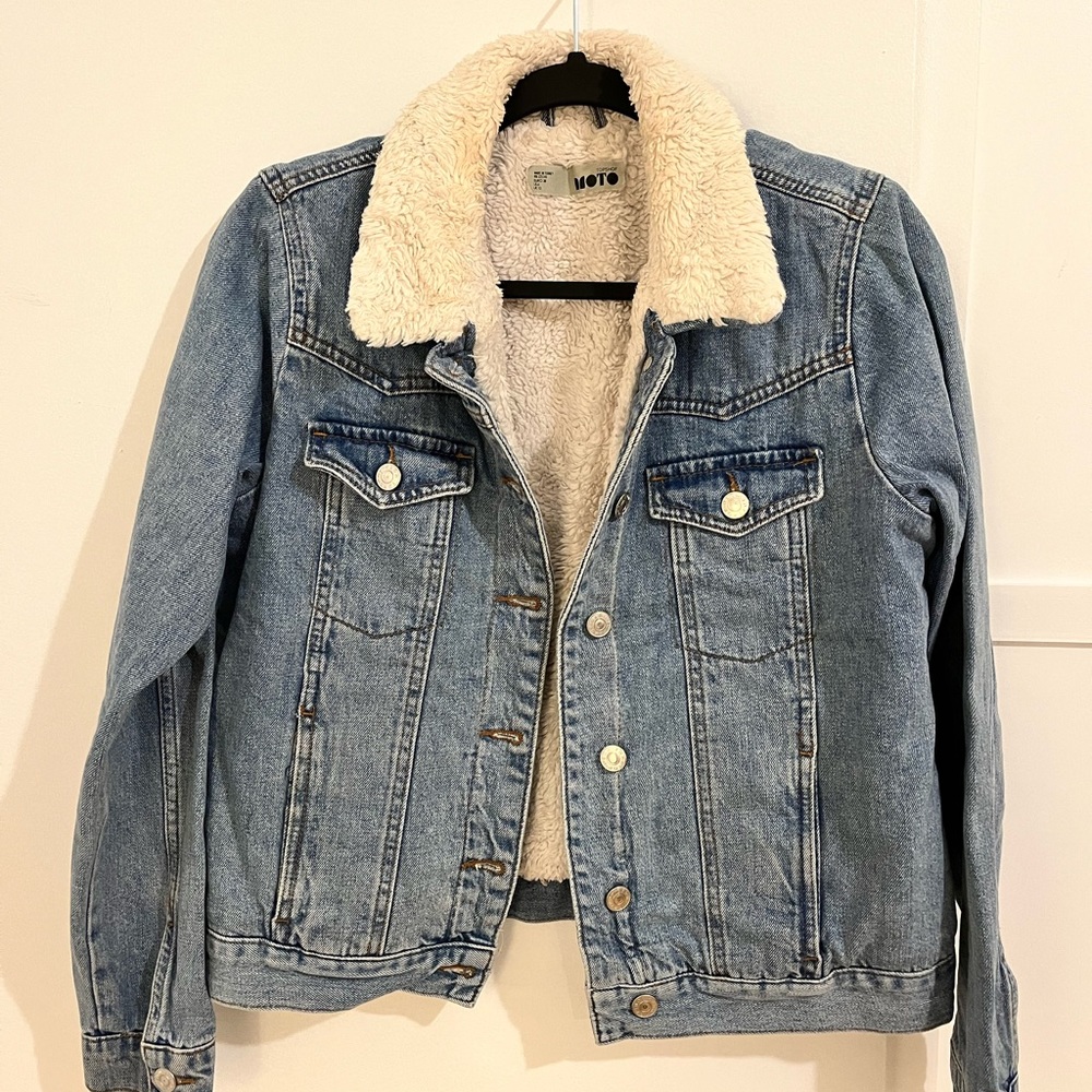 Topshop Fur Lined Denim Jacket